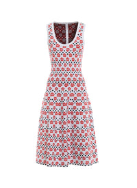 Robe sans manches Mini-Orchidée en maille - Blanc & Rouge