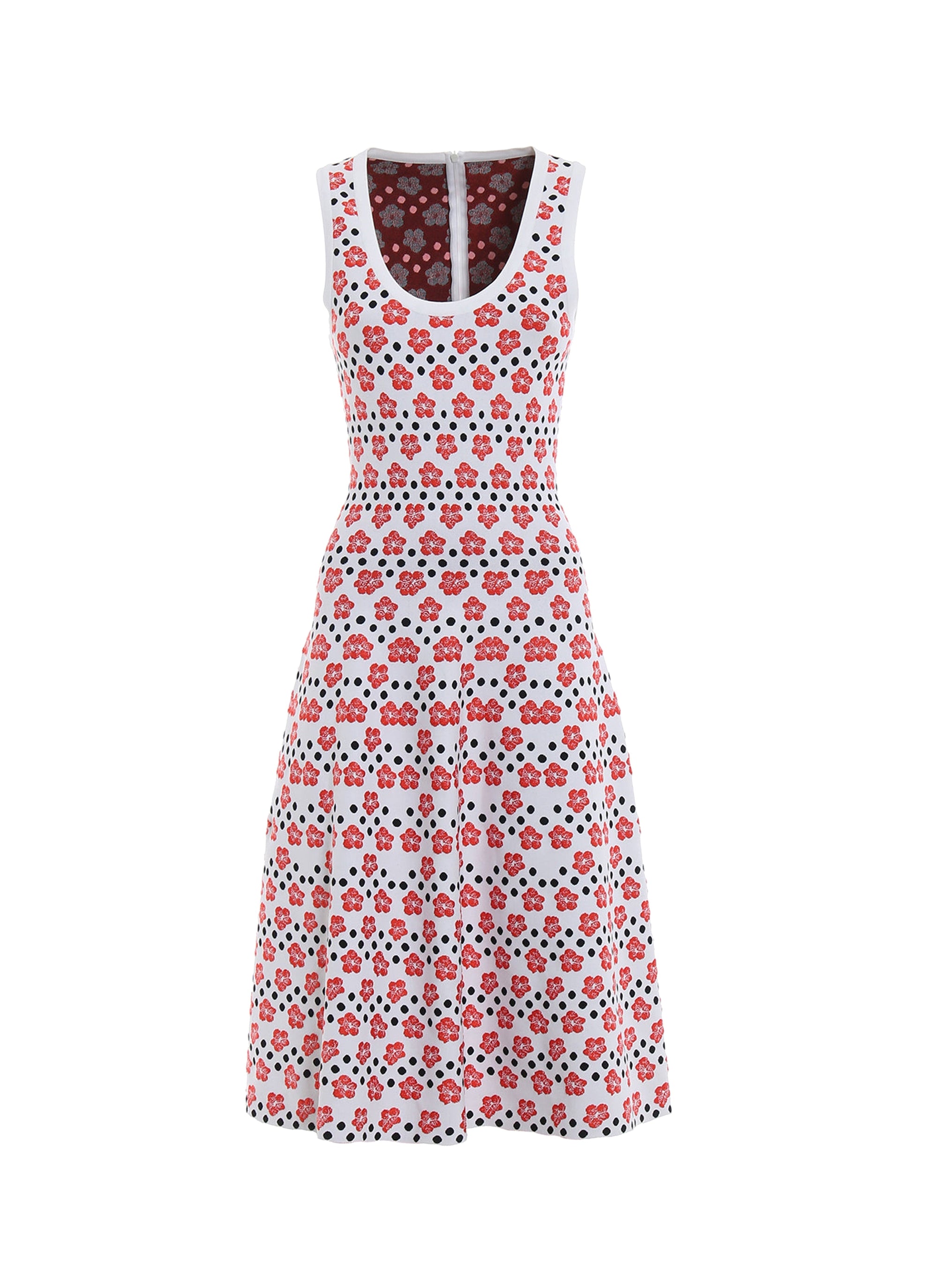 Robe sans manches Mini-Orchidée en maille - Blanc & Rouge