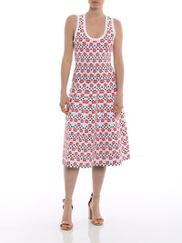 Mini Orchid sleeveless knitted dress - White & Red