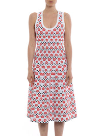 Robe sans manches Mini-Orchidée en maille - Blanc & Rouge