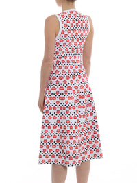 Robe sans manches Mini-Orchidée en maille - Blanc & Rouge