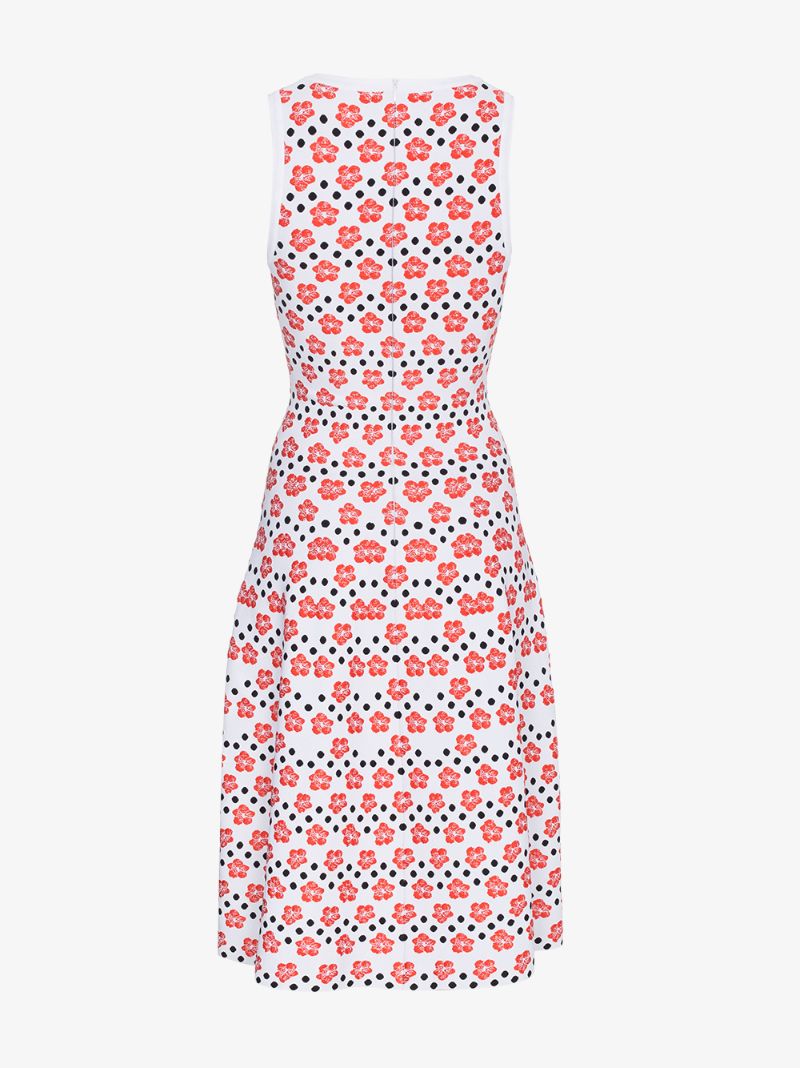 Mini Orchid sleeveless knitted dress - White & Red