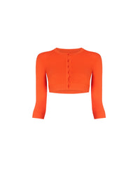 Long sleeve knitted cardigan - Blood Orange