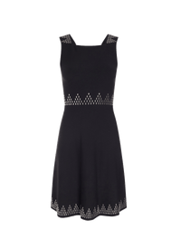 Triangle mesh sleeveless short dress - Black intense