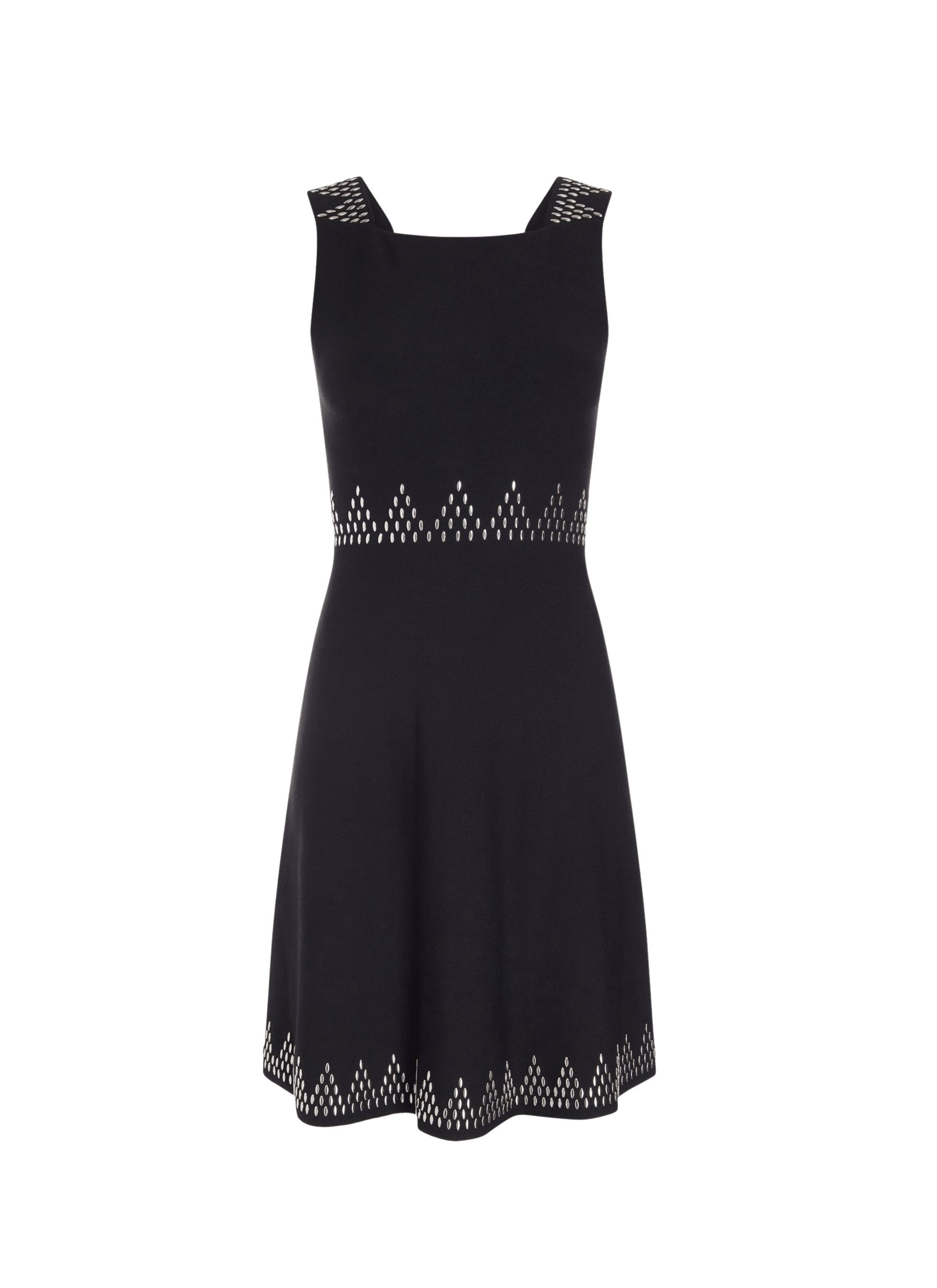 Triangle mesh sleeveless short dress - Black intense