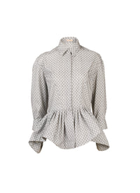 Chemise à motif arabesque en laine - Blanc & Noir