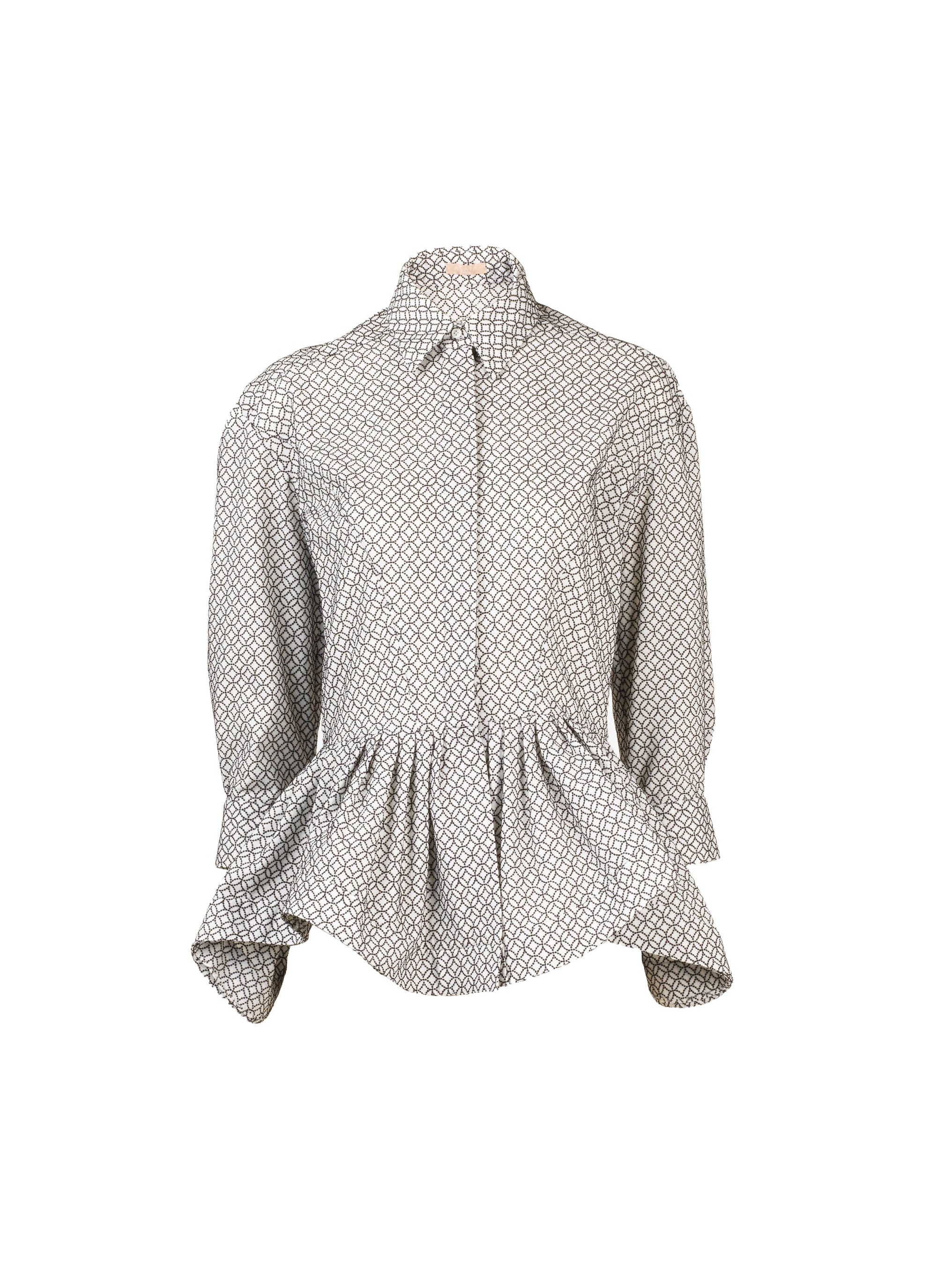 Chemise à motif arabesque en laine - Blanc & Noir