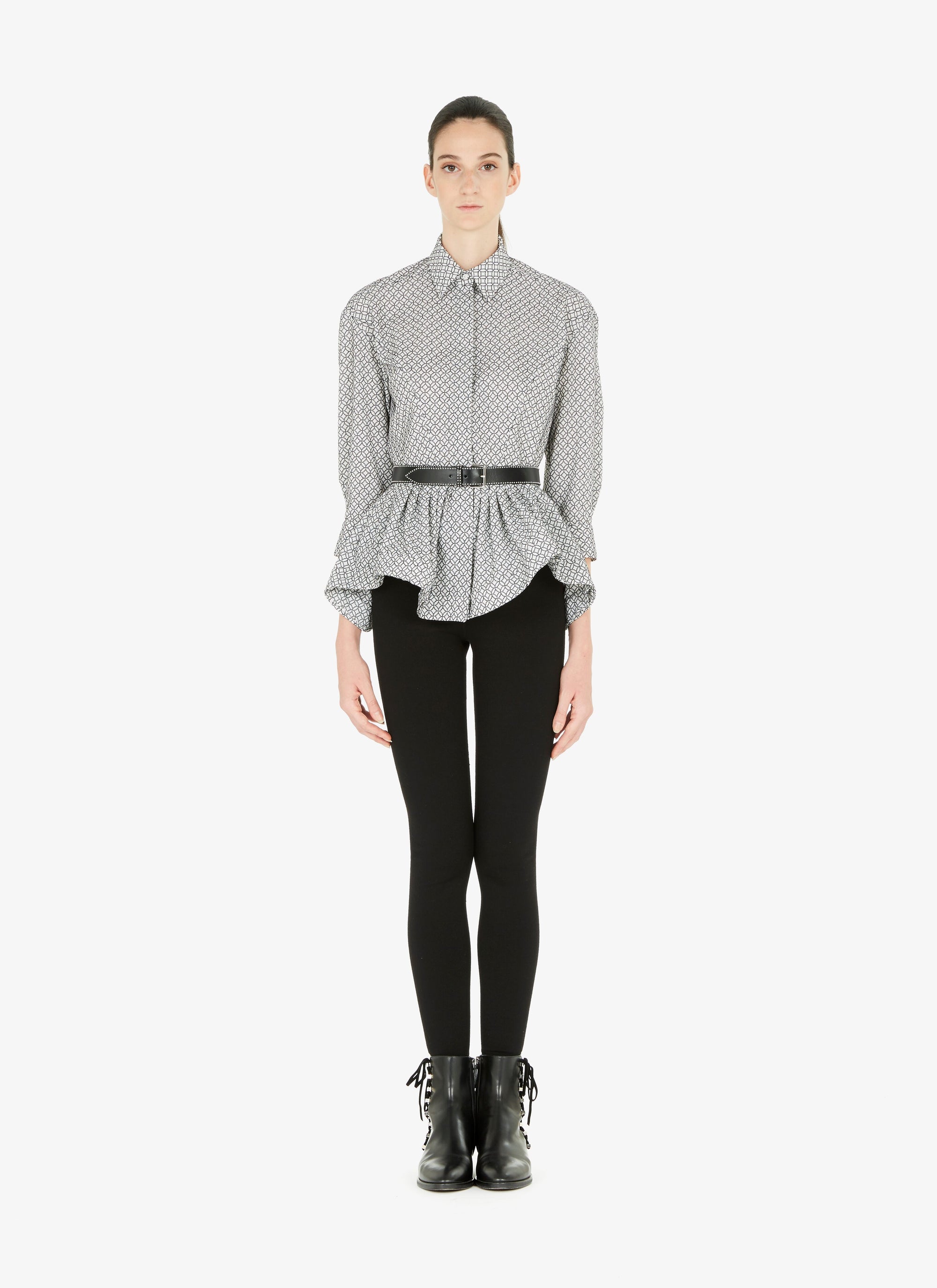 Wool arabesque shirt - White & Black