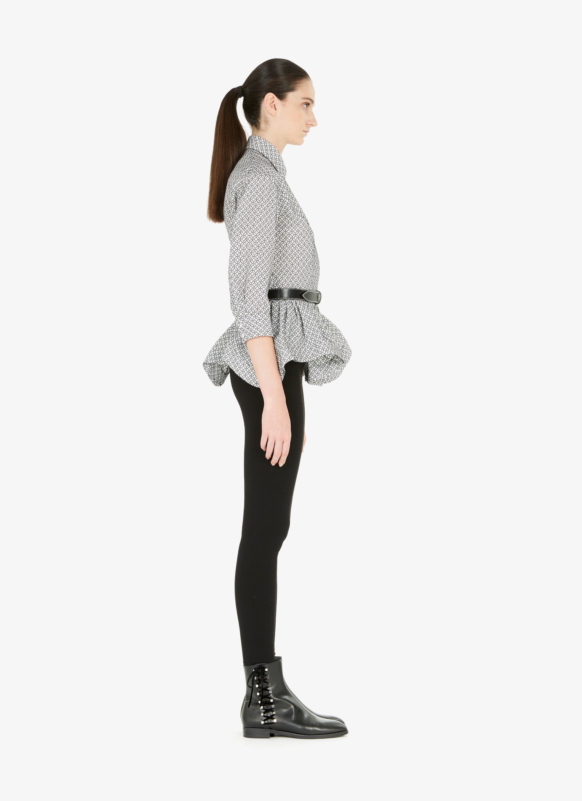 Wool arabesque shirt - White & Black