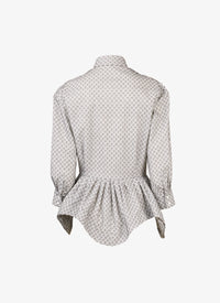 Chemise à motif arabesque en laine - Blanc & Noir