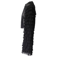 Cardigan with ruffled sleeves in silk - Black intense