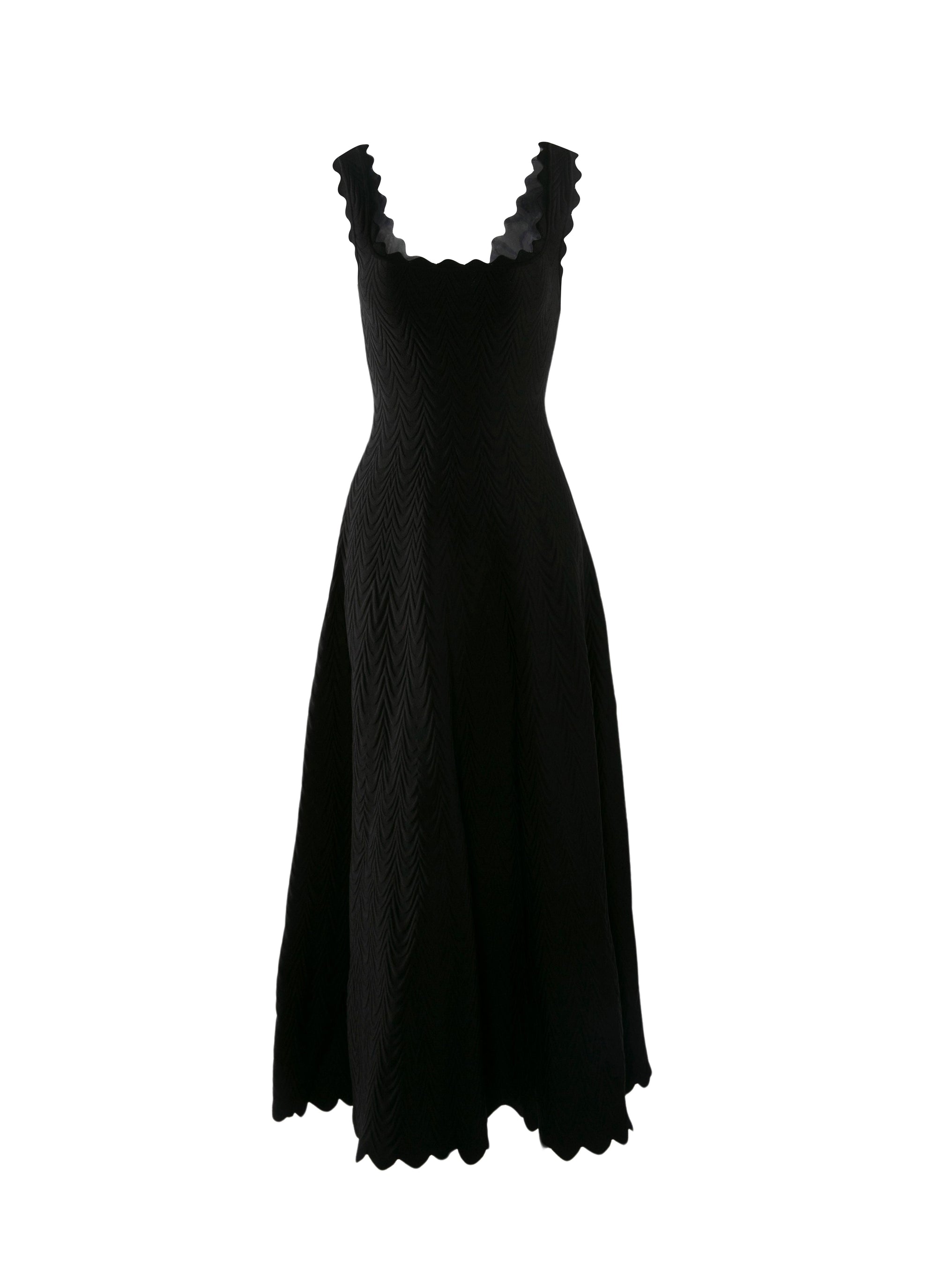 Robe à bretelles et ourlet festonnés - Noir