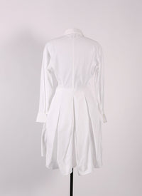 Robe chemise courte en popeline japonaise - Blanc