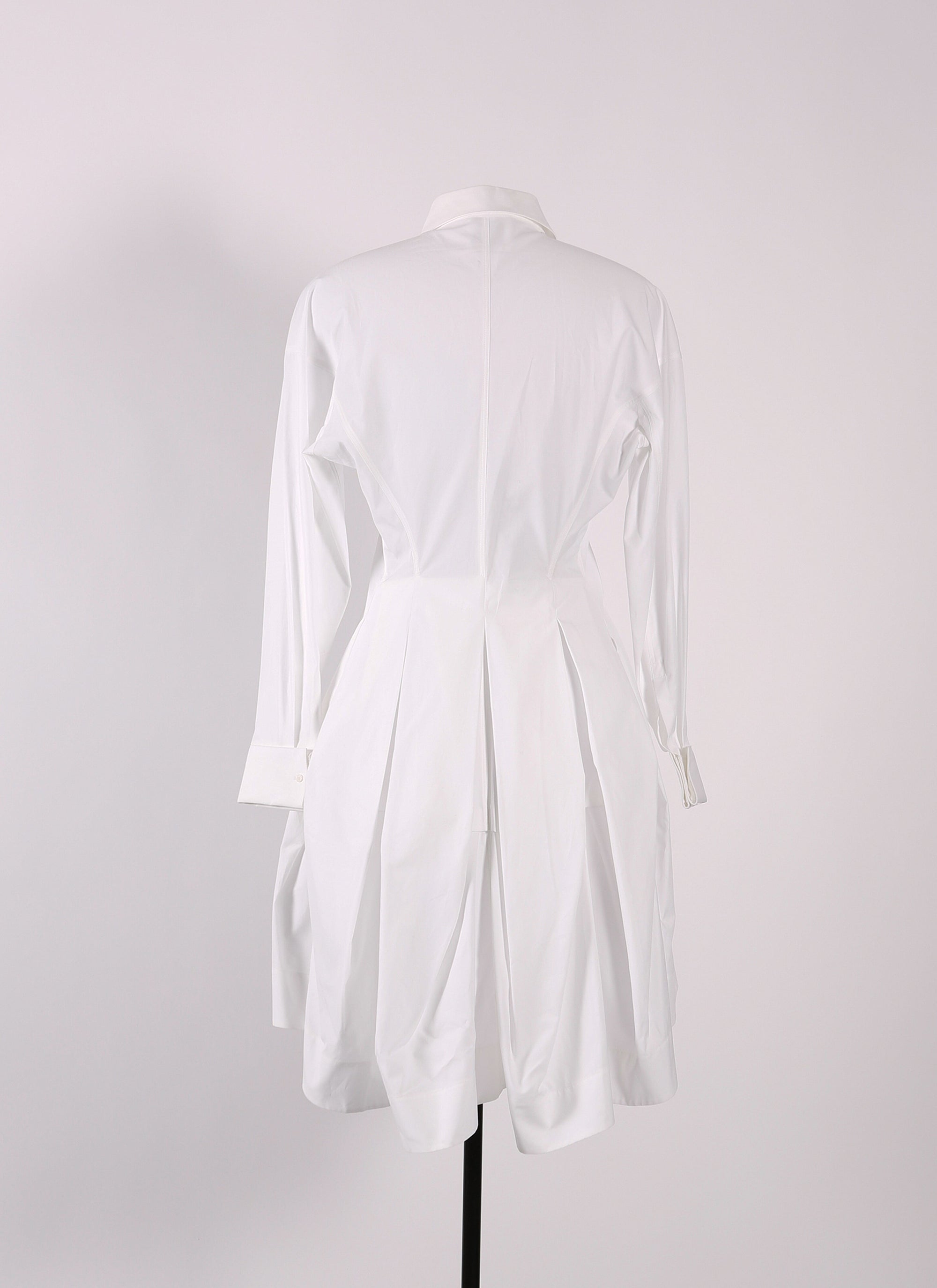 Robe chemise courte en popeline japonaise - Blanc