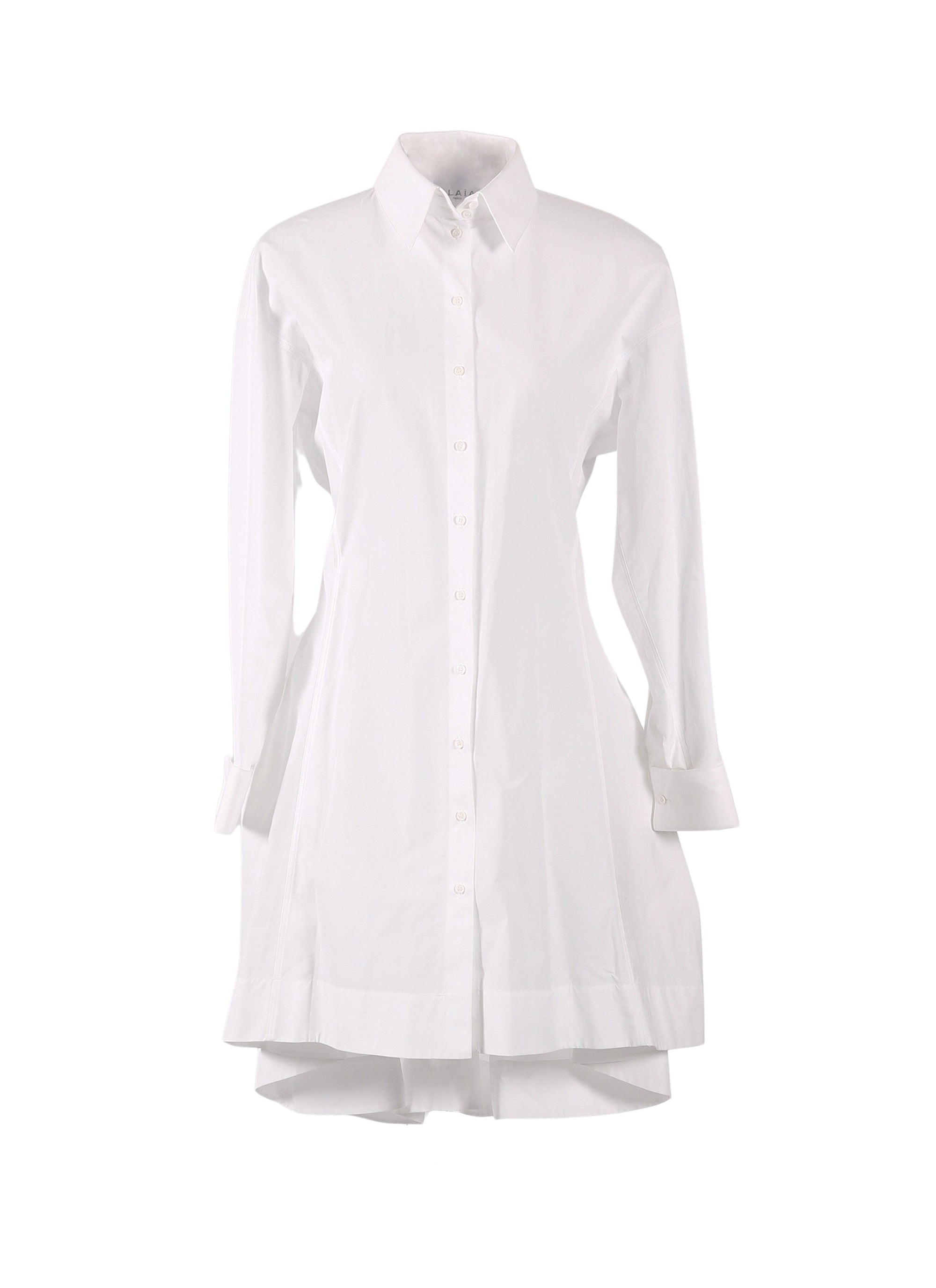 Robe chemise courte en popeline japonaise - Blanc