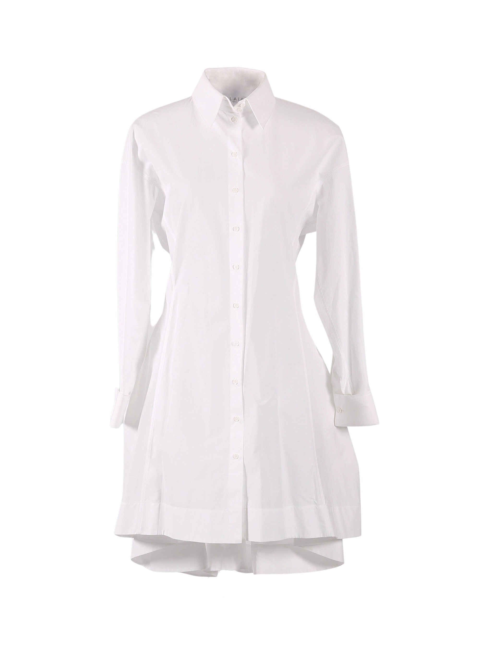 Robe chemise courte en popeline de coton - Blanc