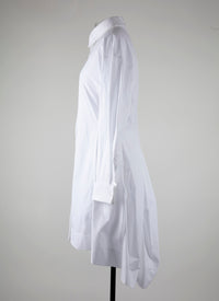 Robe chemise courte en popeline japonaise - Blanc