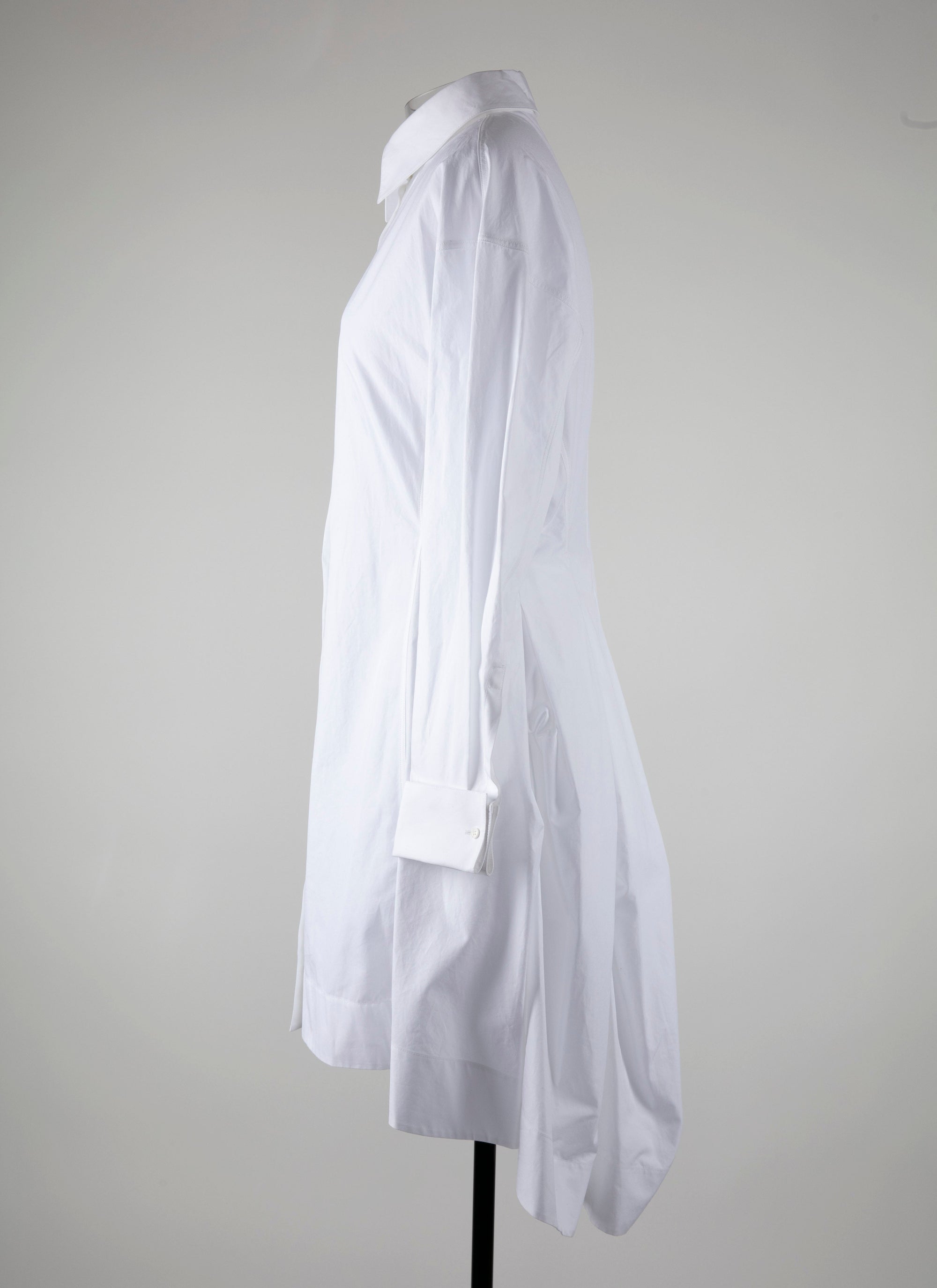 Robe chemise courte en popeline japonaise - Blanc