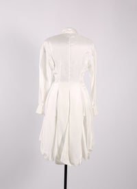 Long-sleeved short shirt dress in silk - White