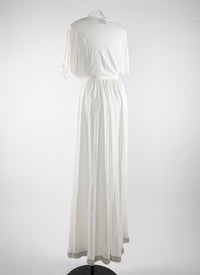 Robe fluide longue à manches courtes - Blanc
