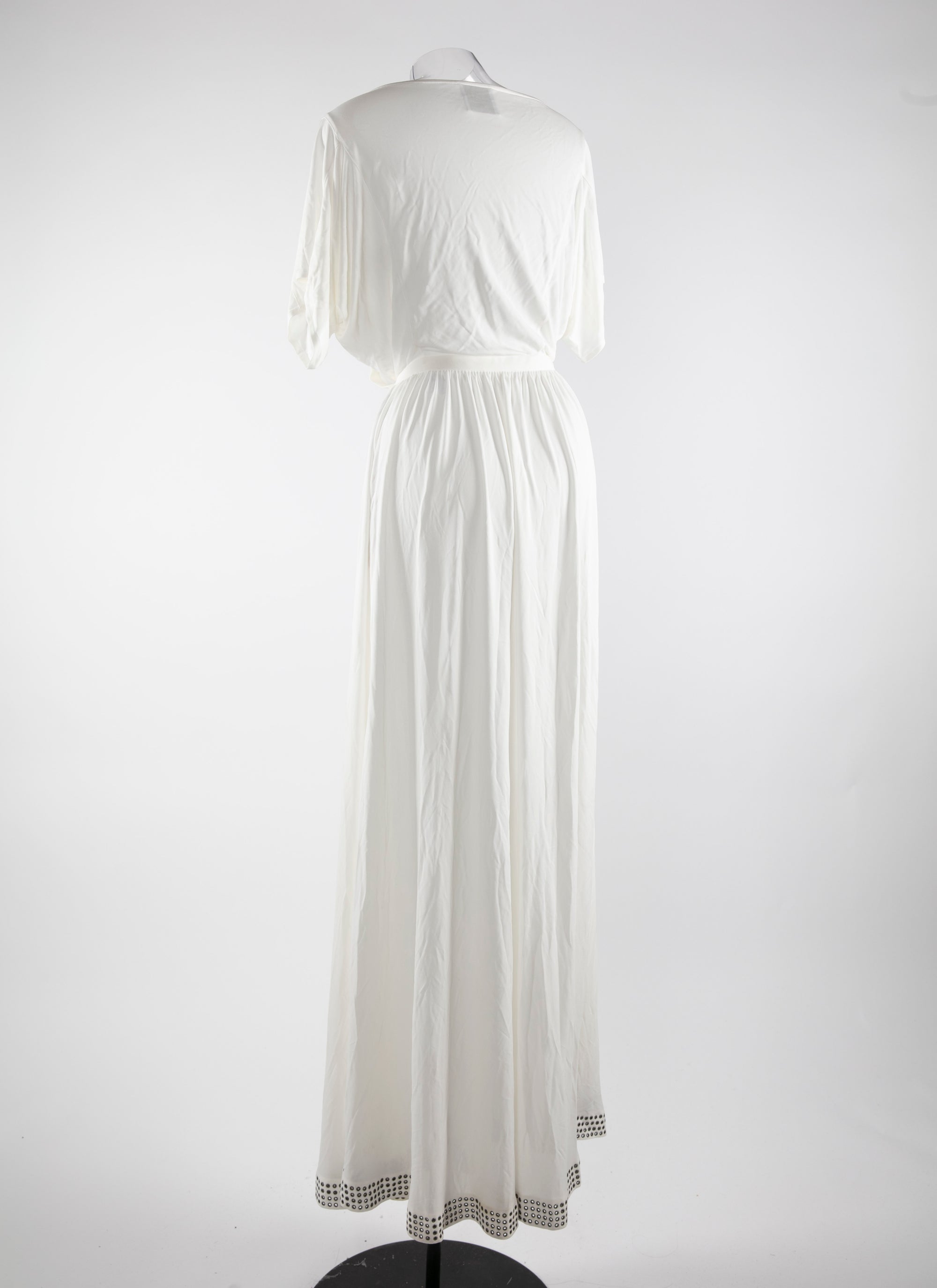 Robe fluide longue à manches courtes - Blanc