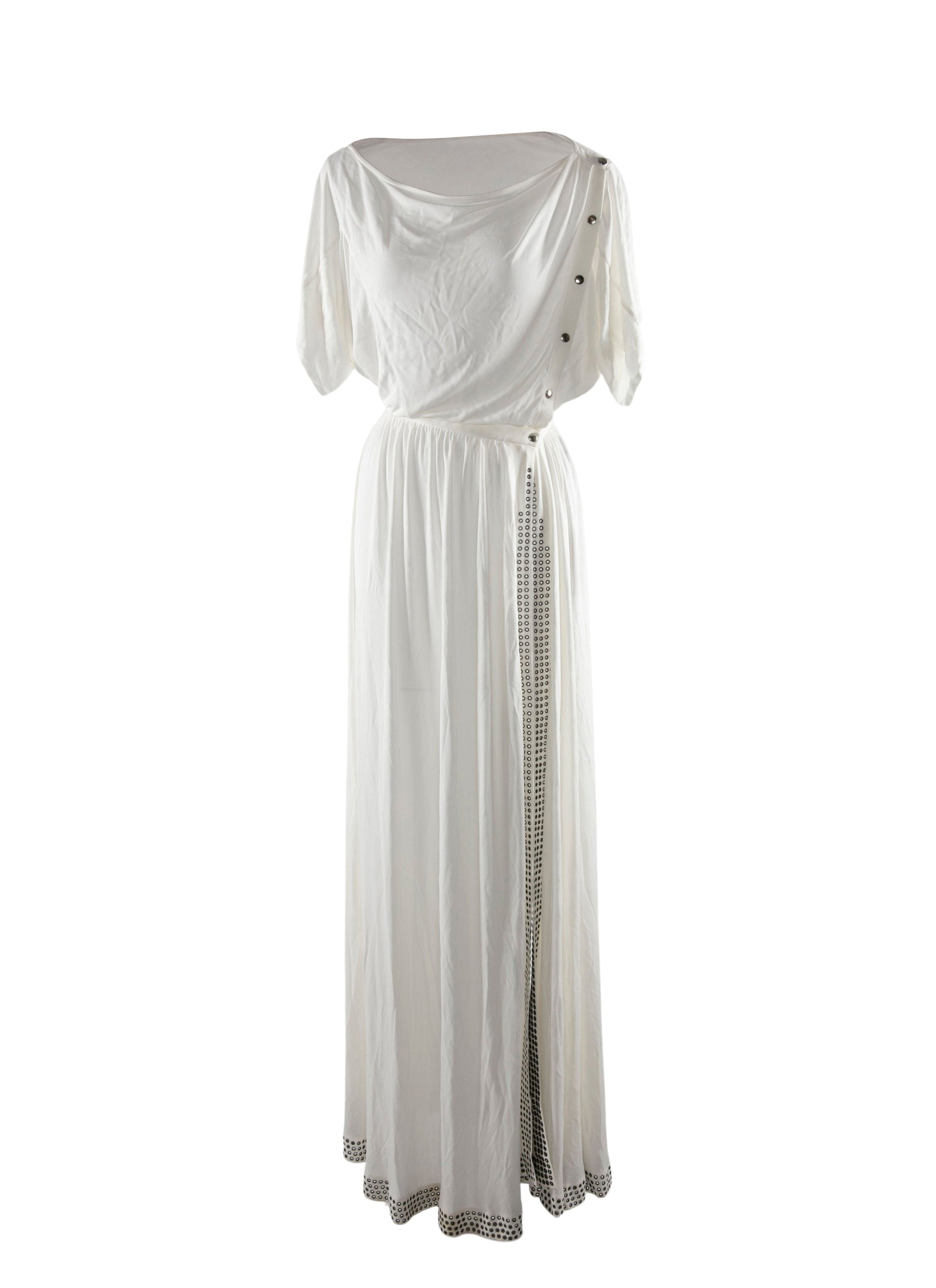 Robe fluide longue à manches courtes - Blanc
