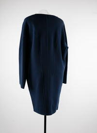 Robe pull col rond à manches longues en laine - Marine