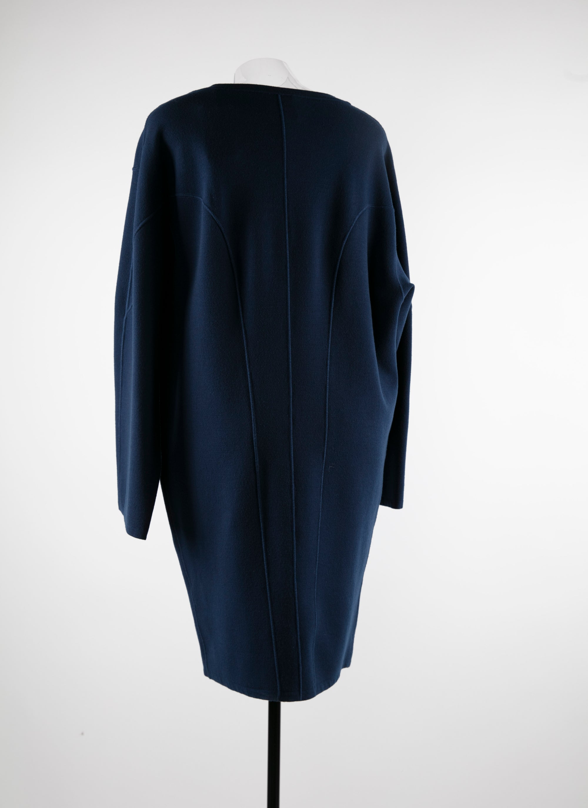 Robe pull col rond à manches longues en laine - Marine