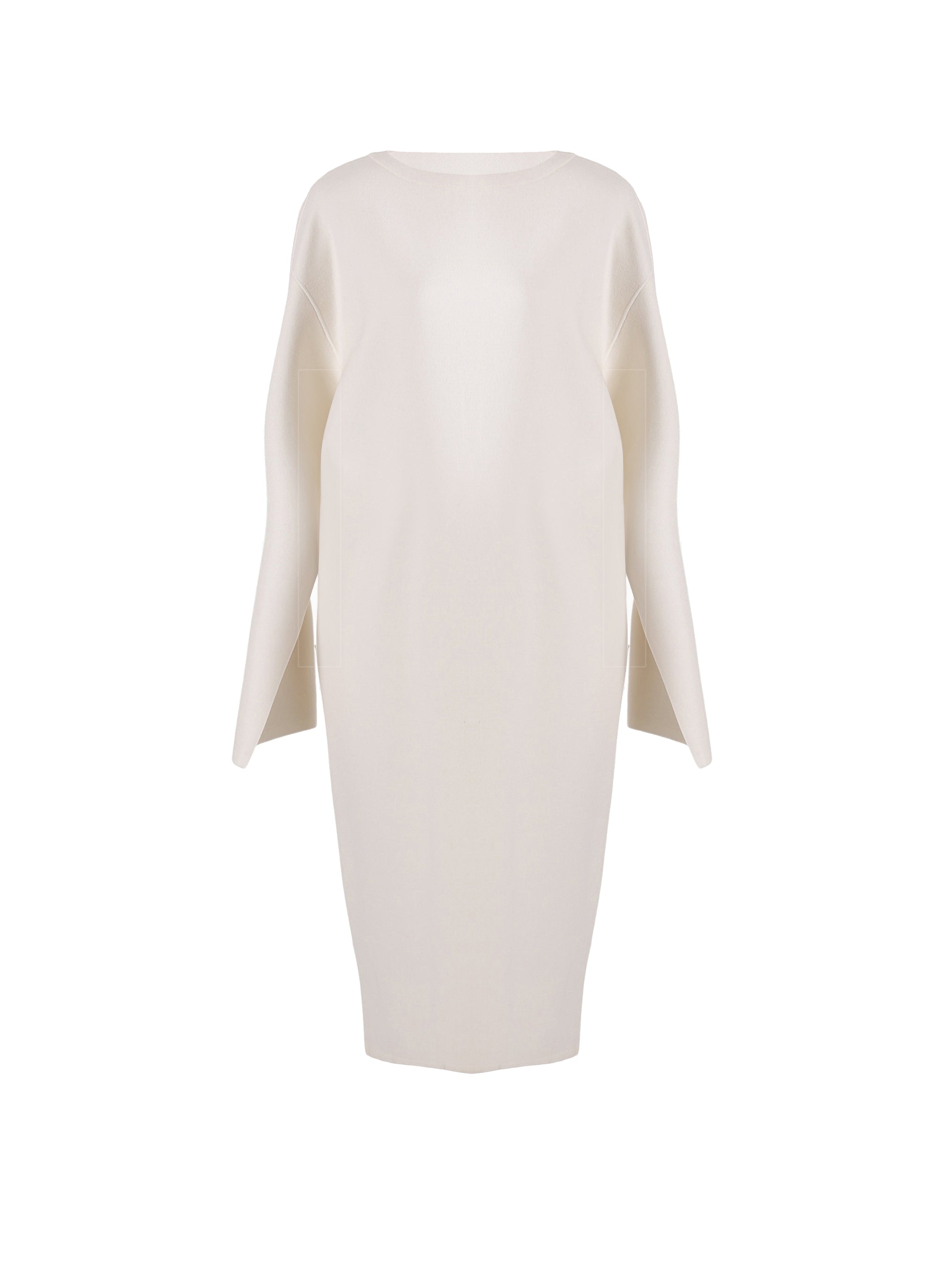 Robe à manches longues en laine - Blanc Nacre