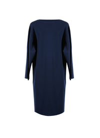 Long-sleeved wool dress - Navy