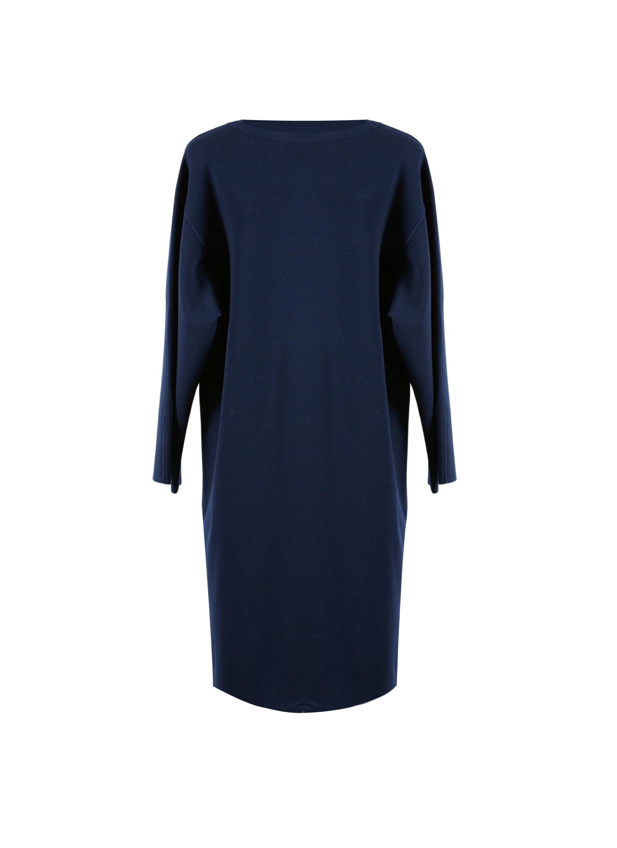 Long-sleeved wool dress - Navy