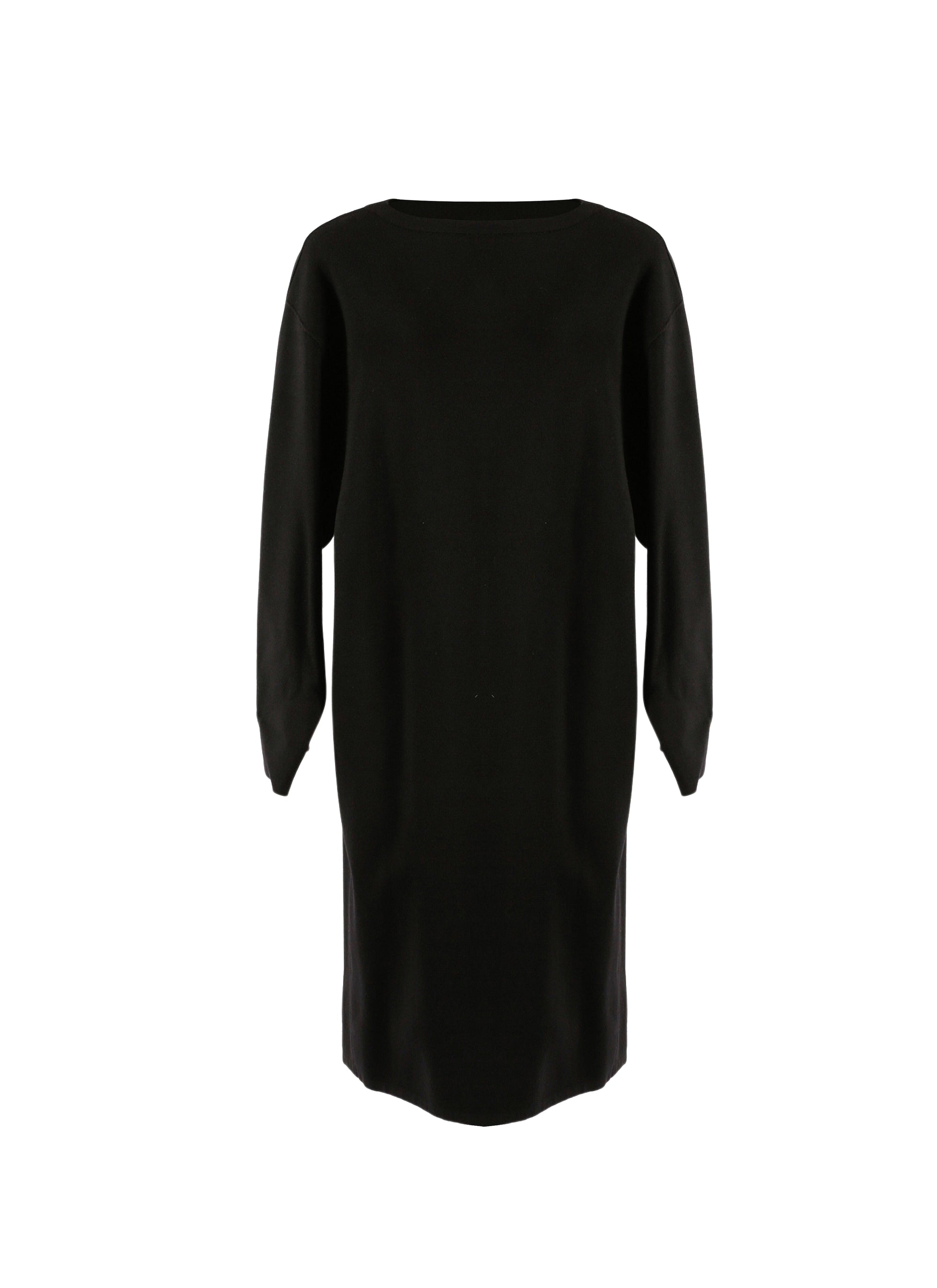Long-sleeved wool jumper dress - Black intense