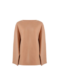 Long-sleeved wool jumper in wool - Nude
