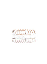 Ceinture ajourée en cuir - Blanc Optique