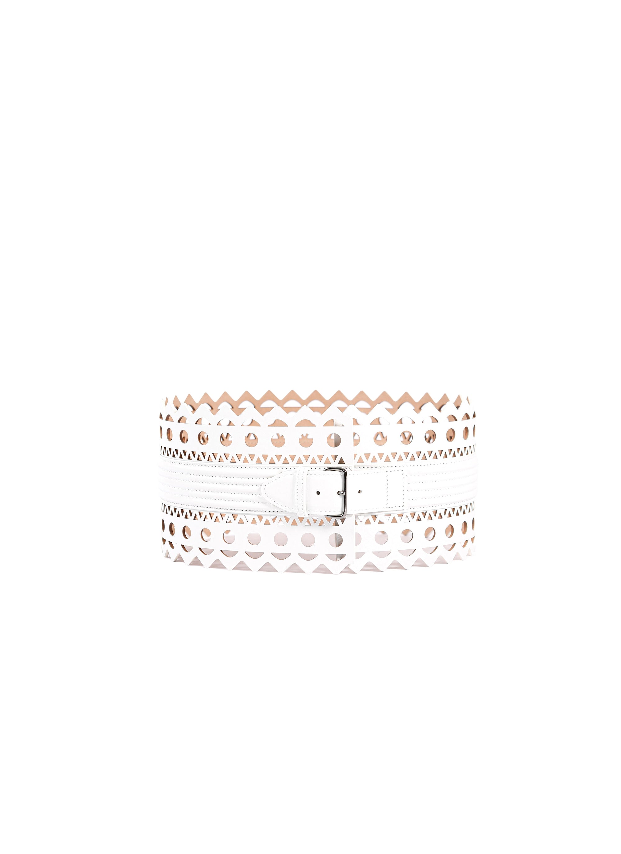 Ceinture ajourée en cuir - Blanc Optique