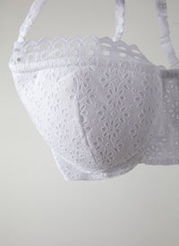 Embroidered bra - White