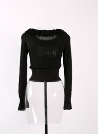 Long-sleeved sheer jumper Knitted Falbalas - Black intense