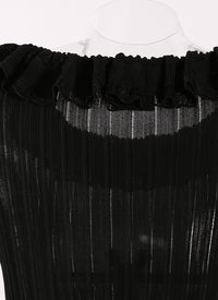 Long-sleeved sheer jumper Knitted Falbalas - Black intense