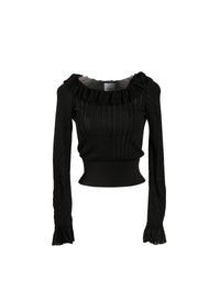 Long-sleeved sheer jumper Knitted Falbalas - Black intense