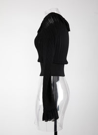 Long-sleeved sheer jumper Knitted Falbalas - Black intense
