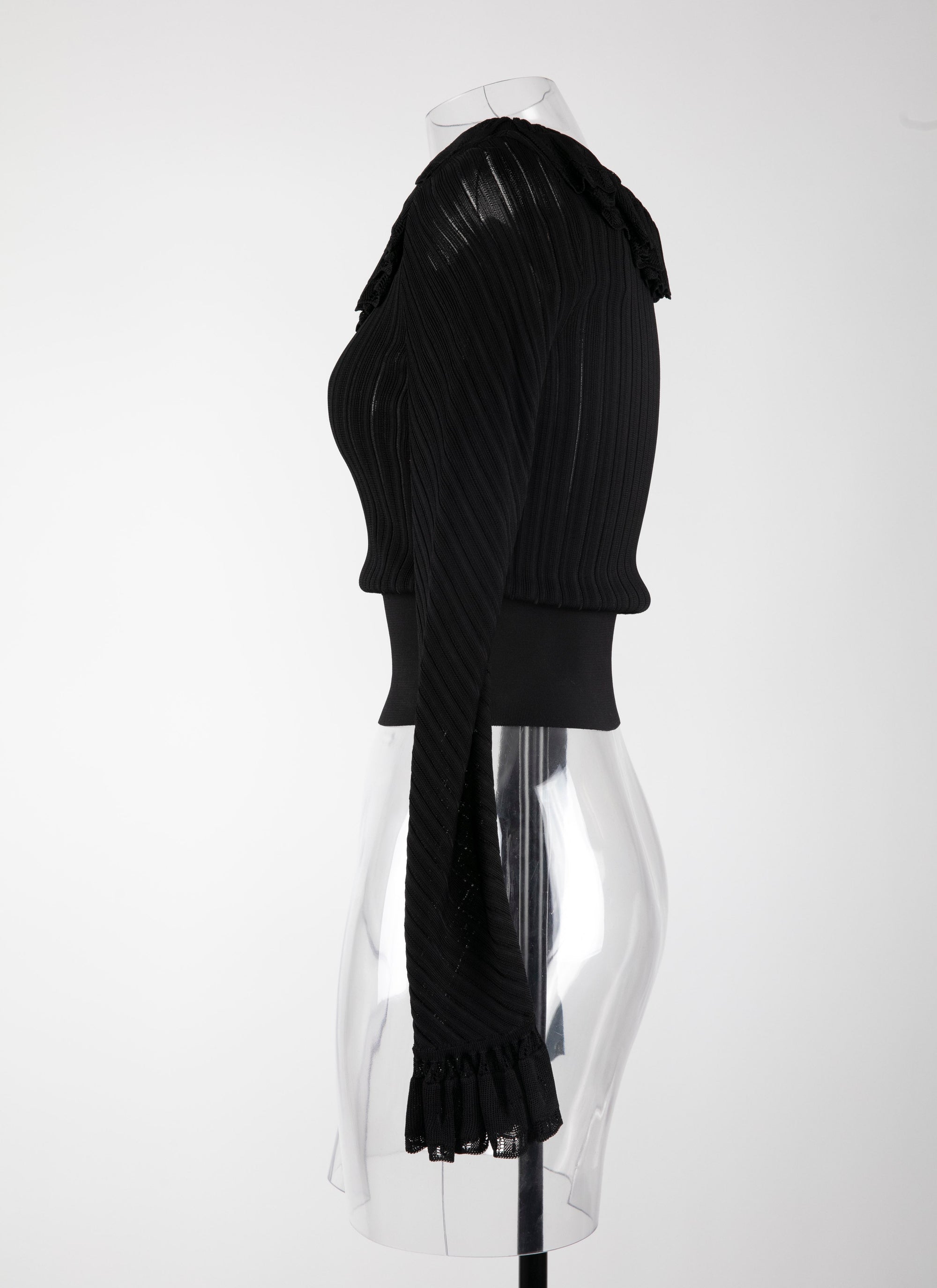 Long-sleeved sheer jumper Knitted Falbalas - Black intense