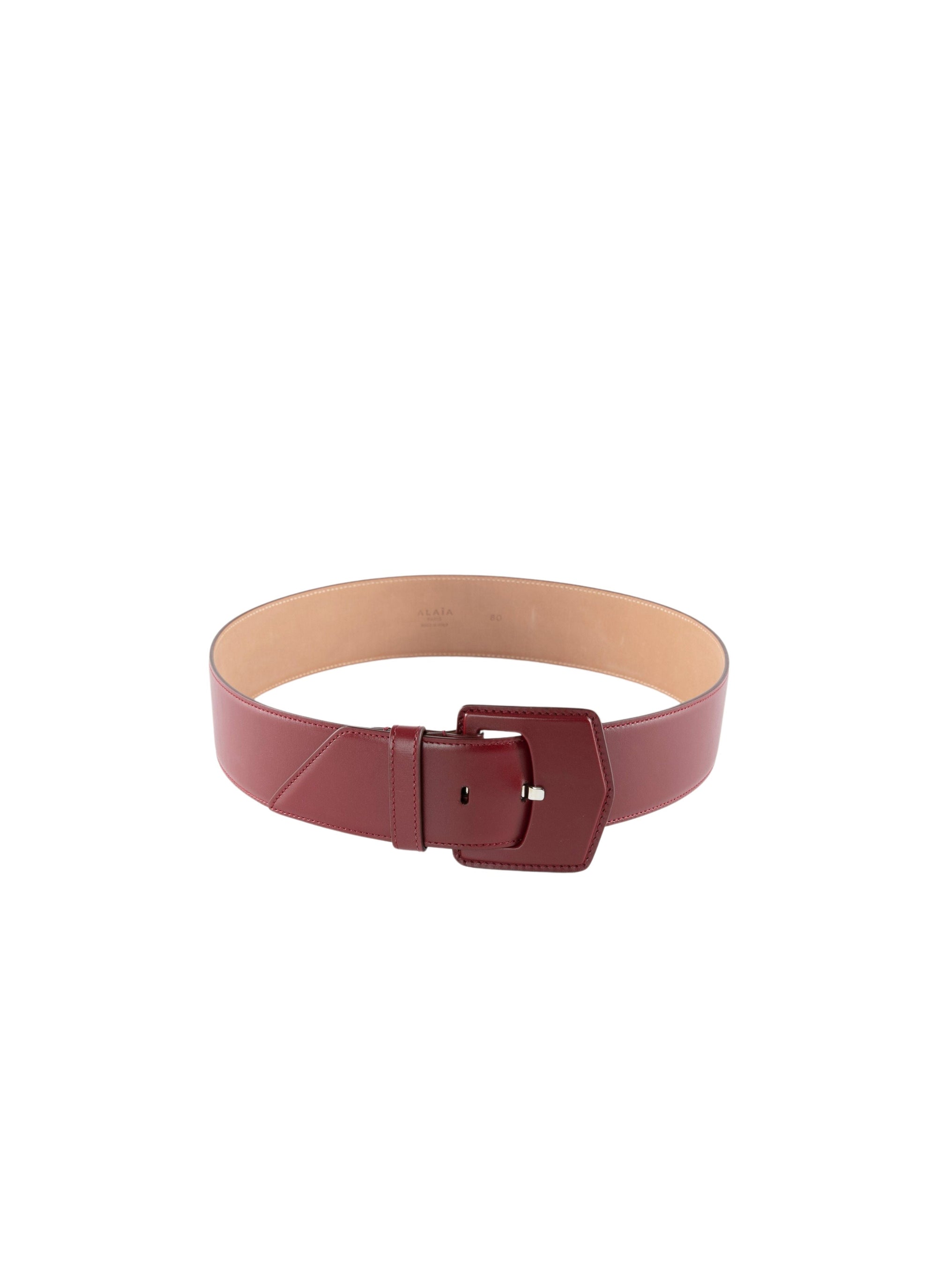 Large leather buckle belt - Garnet