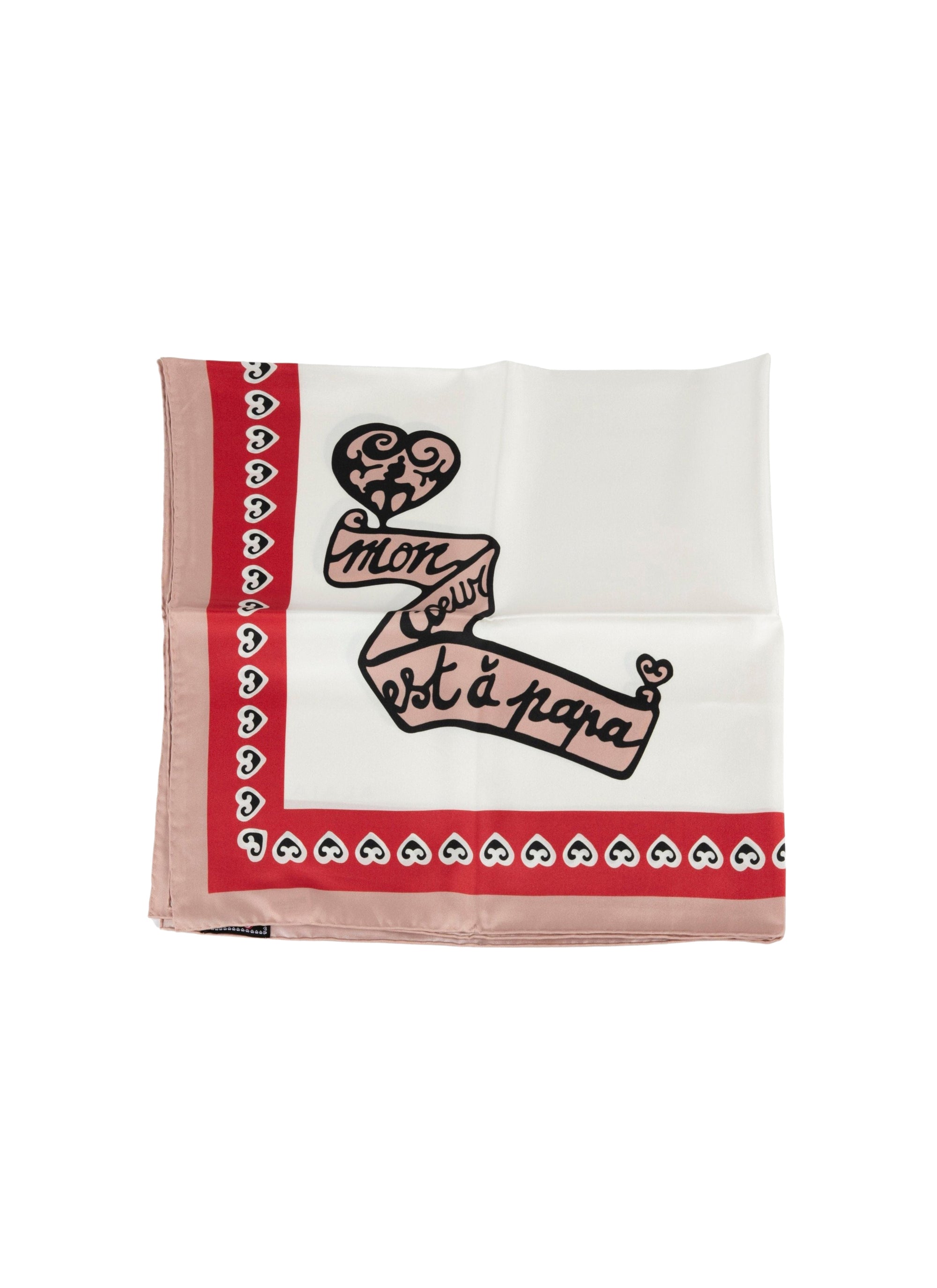 Foulard 90x90 en soie - Blanc & Chair