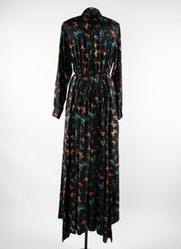 Silk butterfly print maxi dress - Black intense