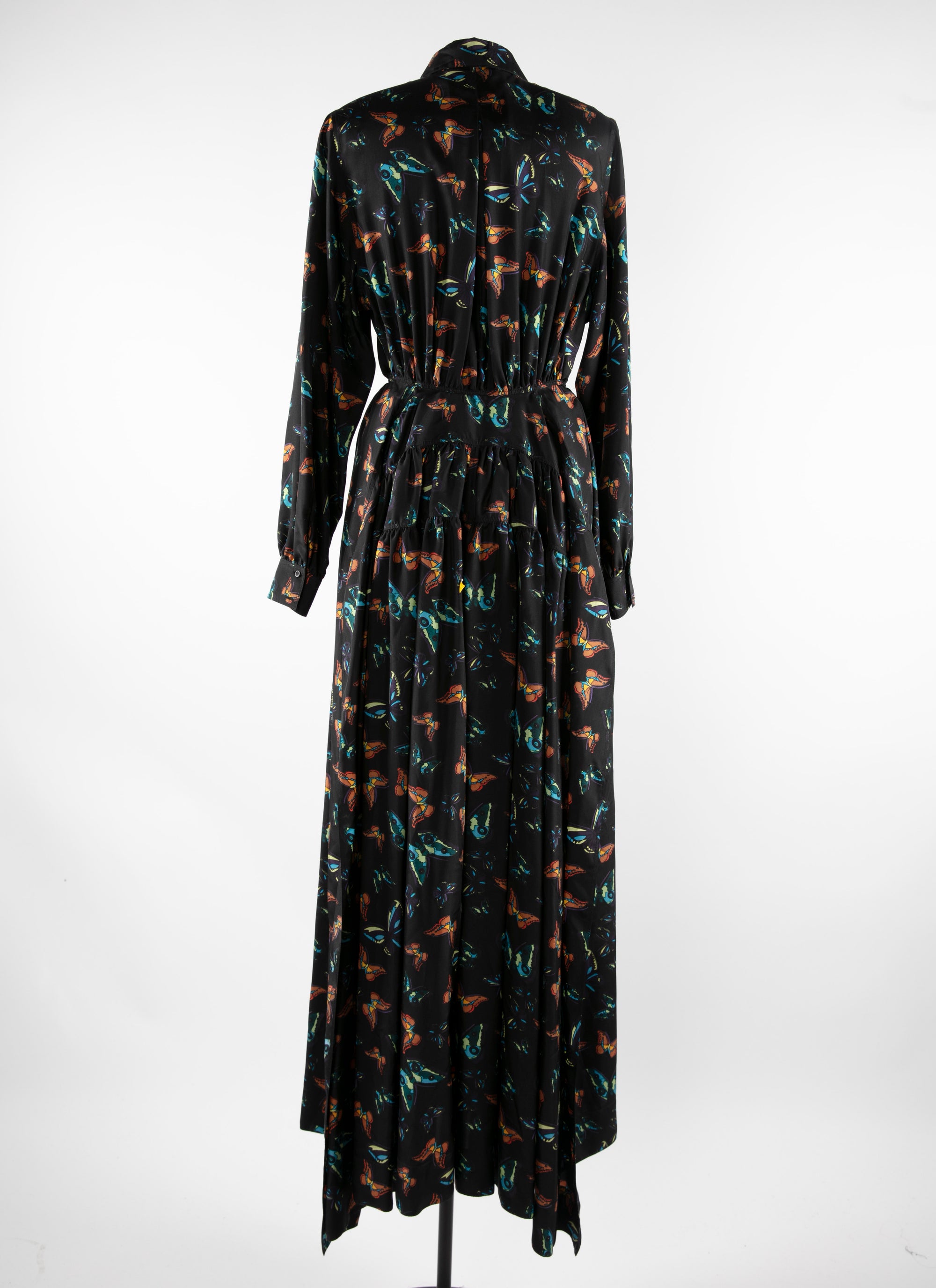 Silk butterfly print maxi dress - Black intense