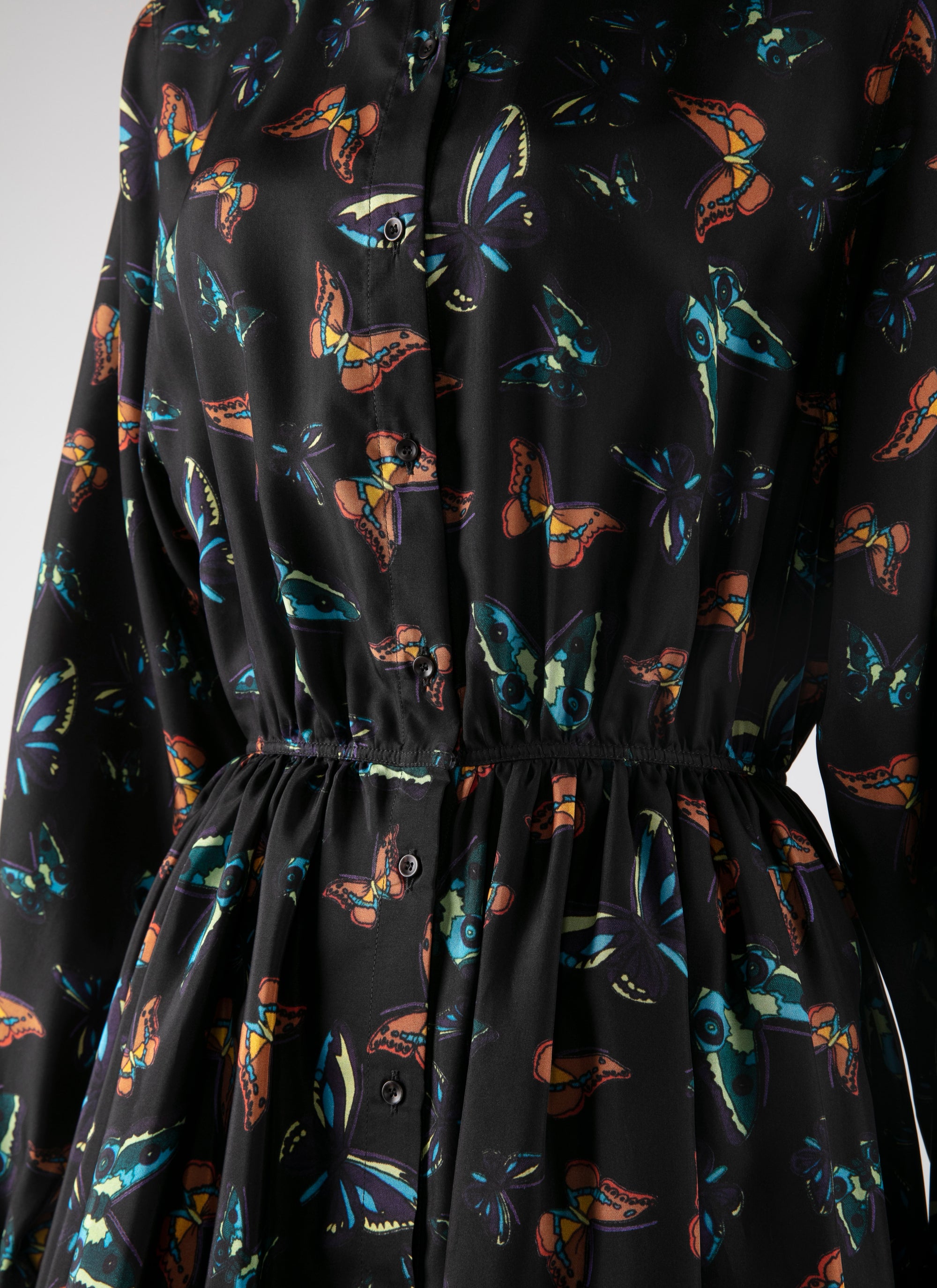 Silk butterfly print maxi dress - Black intense