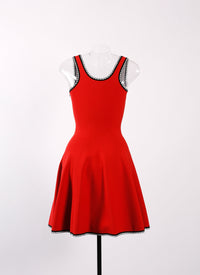 Robe à bretelles Mon Cœur en maille - Rouge & Noir