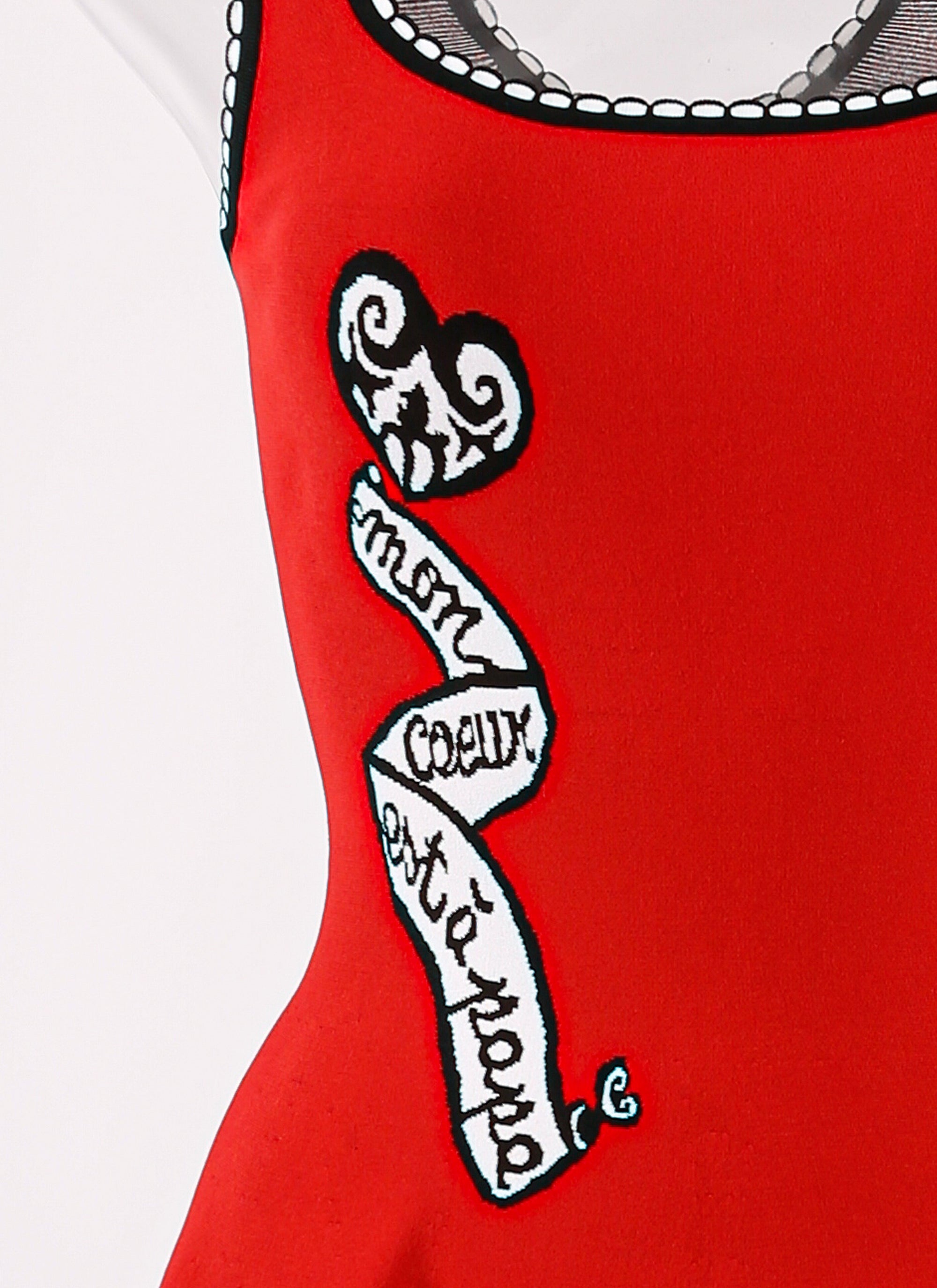 Robe à bretelles Mon Cœur en maille - Rouge & Noir