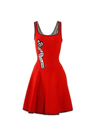 Robe à bretelles Mon Cœur en maille - Rouge & Noir