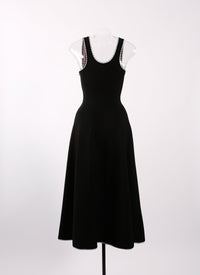 Robe longue sans manches Mon Cœur en maille - Noir & Rouge